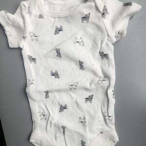Carter's White and Gray Bodysuit with Dog Pattern